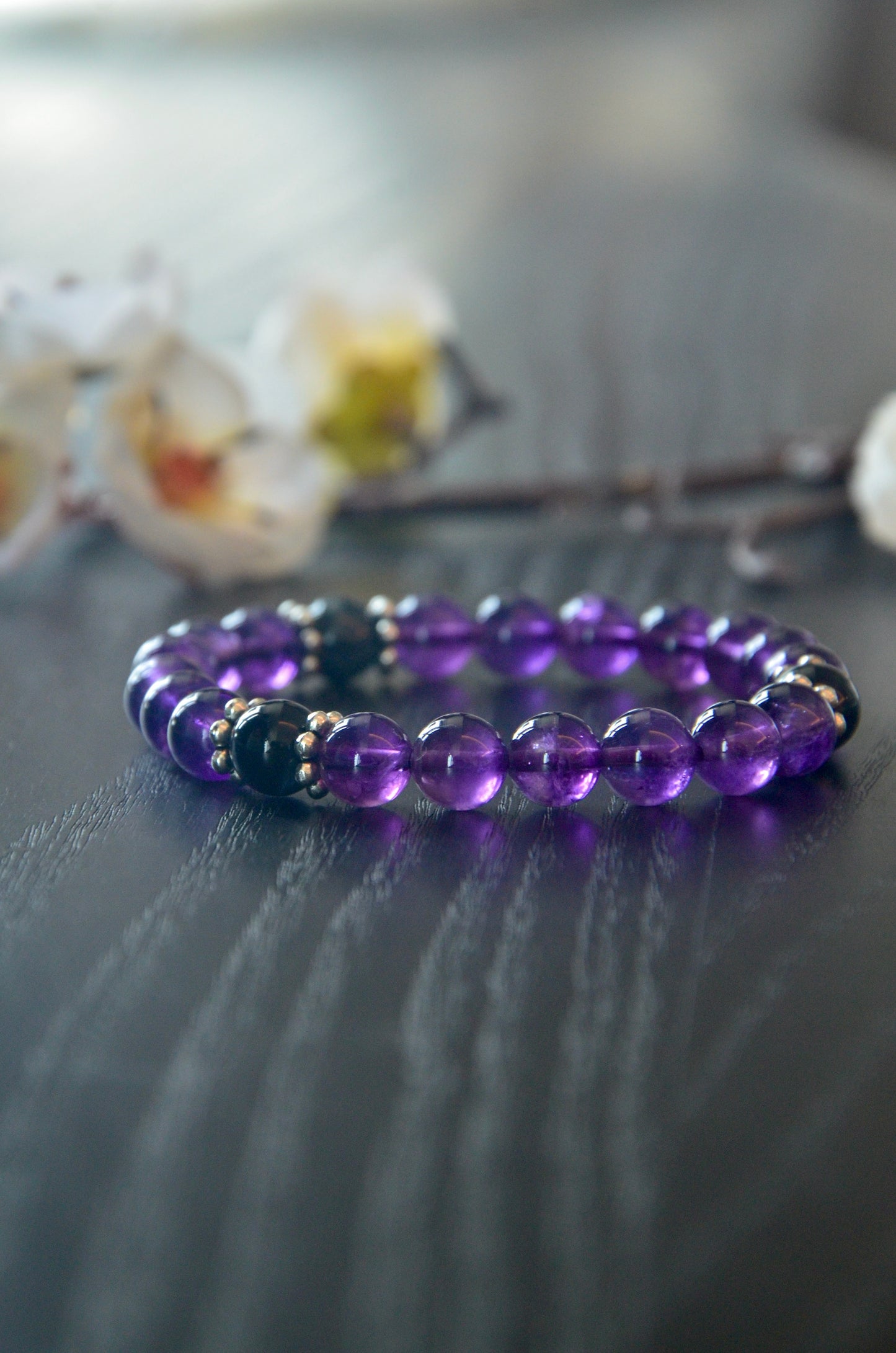 Auspicious clouds relationship, clarity, guidance Amethyst bracelet