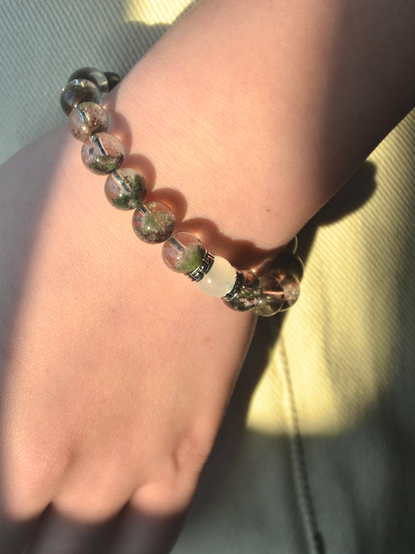 Striking tiger prosperity, fortune, protection Green Phantom bracelet